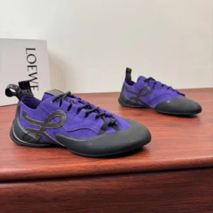 Loewe Unisex Grip Sneaker in Calfskin Suede-PurpleBrown L814282X78