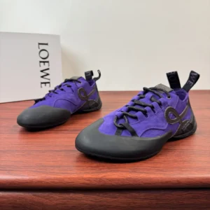 Loewe Unisex Grip Sneaker in Calfskin Suede-PurpleBrown L814282X78