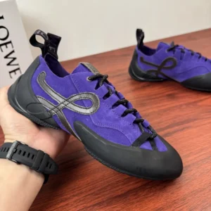 Loewe Unisex Grip Sneaker in Calfskin Suede-PurpleBrown L814282X78