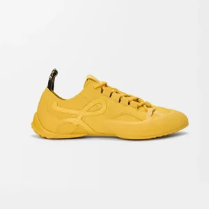Loewe Unisex Grip Sneaker in Calfskin Suede-Yellow L814282X76