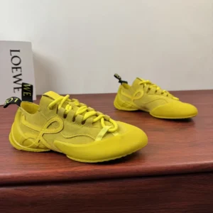 Loewe Unisex Grip Sneaker in Calfskin Suede-Yellow L814282X76