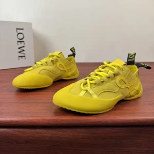 Loewe Unisex Grip Sneaker in Calfskin Suede-Yellow L814282X76