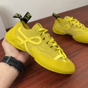Loewe Unisex Grip Sneaker in Calfskin Suede-Yellow L814282X76