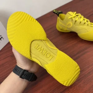 Loewe Unisex Grip Sneaker in Calfskin Suede-Yellow L814282X76