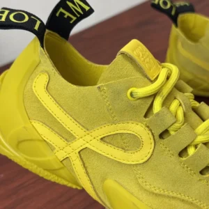 Loewe Unisex Grip Sneaker in Calfskin Suede-Yellow L814282X76