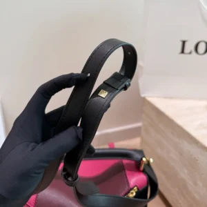 Loewe Unisex Small Puzzle Bag in Nappa Calfskin-Black/Burgundy