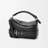 Loewe Unisex Small Puzzle Biker Bag in Shiny Calfskin-Black A510S21XC7
