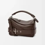 Loewe Unisex Small Puzzle Biker Bag in Shiny Calfskin-Dark Chestnut A510S21XC7