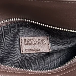 Loewe Unisex Small Puzzle Biker Bag in Shiny Calfskin-Dark Chestnut A510S21XC7