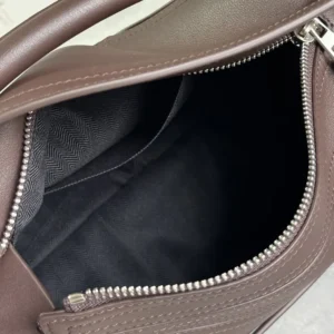 Loewe Unisex Small Puzzle Biker Bag in Shiny Calfskin-Dark Chestnut A510S21XC7