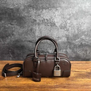 Loewe Women Amazona 23 Cropped Bag in Shiny Calfskin-Squirrel A039N23X20