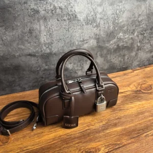 Loewe Women Amazona 23 Cropped Bag in Shiny Calfskin-Squirrel A039N23X20