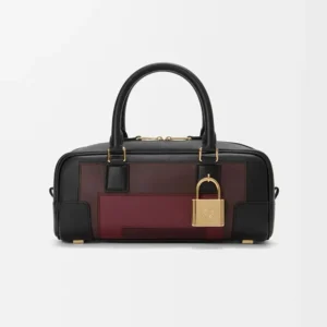 Loewe Women Amazona 23 Cropped Bag in Nappa Calfskin-Black/Burgundy