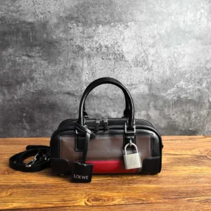 Loewe Women Amazona 23 Cropped Bag in Nappa Calfskin-Black/Burgundy