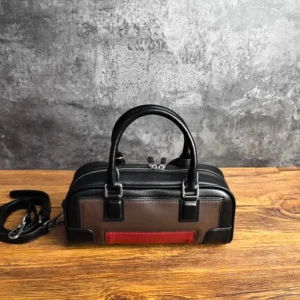 Loewe Women Amazona 23 Cropped Bag in Nappa Calfskin-Black/Burgundy