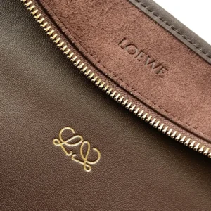 Loewe Women Medium Amazona 180 Bag in Suede-Dark Chestnut A03918MX02