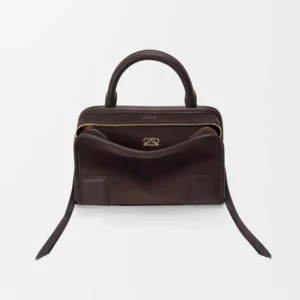 Loewe Women Mini Amazona 180 Bag in Suede-Dark Chestnut A039AS4X13