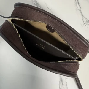 Loewe Women Mini Amazona 180 Bag in Suede-Dark Chestnut A039AS4X13