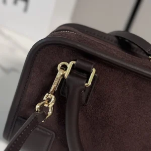 Loewe Women Mini Amazona 180 Bag in Suede-Dark Chestnut A039AS4X13