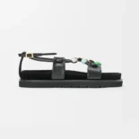 Loewe Women Pebble Beads Fussbett Sandal in Nappa Lambskin-Black LLPB465X05