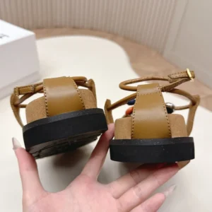 Loewe Women Pebble Beads Fussbett Sandal in Nappa Lambskin-Camel LLPB465X05
