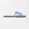 Loewe Women Petal Anagram Slide in Embroidered Canvas-Baby Blue LPEA465X11