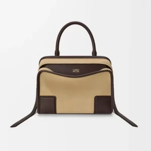 Loewe Women Small Amazona 180 Bag in Suede-Oro/Chocolat A039AS0X01