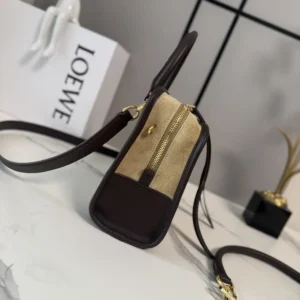 Loewe Women Small Amazona 180 Bag in Suede-Oro/Chocolat A039AS0X01