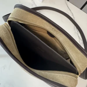 Loewe Women Small Amazona 180 Bag in Suede-Oro/Chocolat A039AS0X01