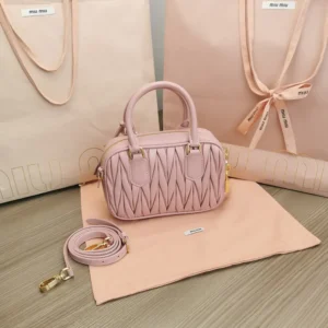 Miu Miu Women Arcadie Matelassé Nappa Leather Bag-Alabaster Pink 5BB123AN88