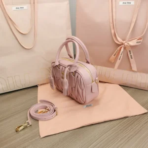 Miu Miu Women Arcadie Matelassé Nappa Leather Bag-Alabaster Pink 5BB123AN88