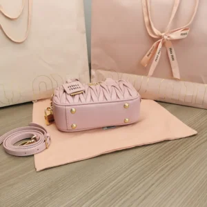 Miu Miu Women Arcadie Matelassé Nappa Leather Bag-Alabaster Pink 5BB123AN88