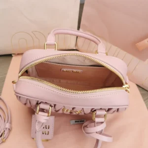 Miu Miu Women Arcadie Matelassé Nappa Leather Bag-Alabaster Pink 5BB123AN88