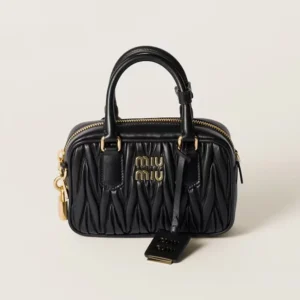 Miu Miu Women Arcadie Matelassé Nappa Leather Bag-Black 5BB123AN88