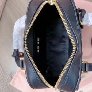 Miu Miu Women Arcadie Matelassé Nappa Leather Bag-Black 5BB123AN88