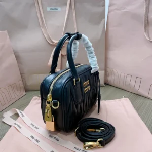 Miu Miu Women Arcadie Matelassé Nappa Leather Bag-Black 5BB123AN88