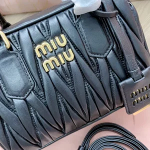 Miu Miu Women Arcadie Matelassé Nappa Leather Bag-Black 5BB123AN88
