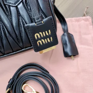 Miu Miu Women Arcadie Matelassé Nappa Leather Bag-Black 5BB123AN88