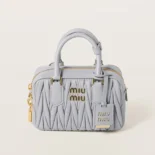 Miu Miu Women Arcadie Matelassé Nappa Leather Bag-Pearl Gray 5BB123AN88