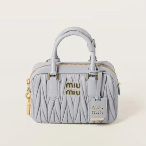 Miu Miu Women Arcadie Matelassé Nappa Leather Bag-Pearl Gray 5BB123AN88