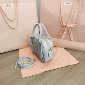 Miu Miu Women Arcadie Matelassé Nappa Leather Bag-Pearl Gray 5BB123AN88