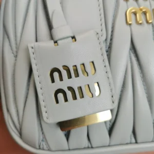 Miu Miu Women Arcadie Matelassé Nappa Leather Bag-Pearl Gray 5BB123AN88
