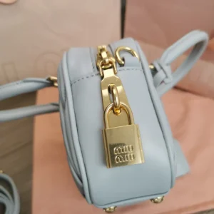 Miu Miu Women Arcadie Matelassé Nappa Leather Bag-Pearl Gray 5BB123AN88