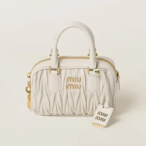 Miu Miu Women Arcadie Matelassé Nappa Leather Bag-White 5BB123AN88