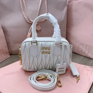 Miu Miu Women Arcadie Matelassé Nappa Leather Bag-White 5BB123AN88