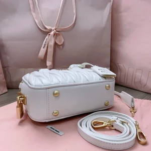 Miu Miu Women Arcadie Matelassé Nappa Leather Bag-White 5BB123AN88