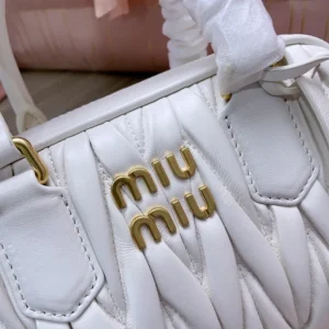 Miu Miu Women Arcadie Matelassé Nappa Leather Bag-White 5BB123AN88