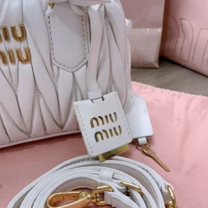 Miu Miu Women Arcadie Matelassé Nappa Leather Bag-White 5BB123AN88