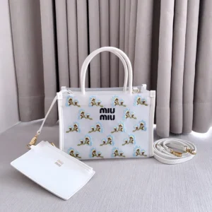 Miu Miu Women Embroidered Mesh Top-Handle Bag 5BA3102IHV