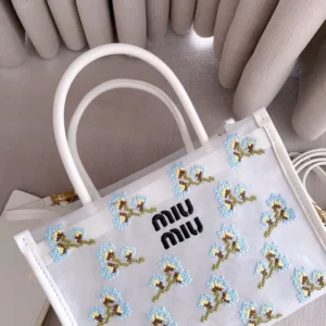 Miu Miu Women Embroidered Mesh Top-Handle Bag 5BA3102IHV